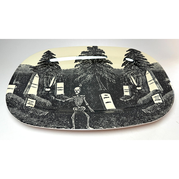 John Derian Target 15.75" Melamine Rest In Peace Tray Platter Skeleton Graveyard - Picture 5 of 5